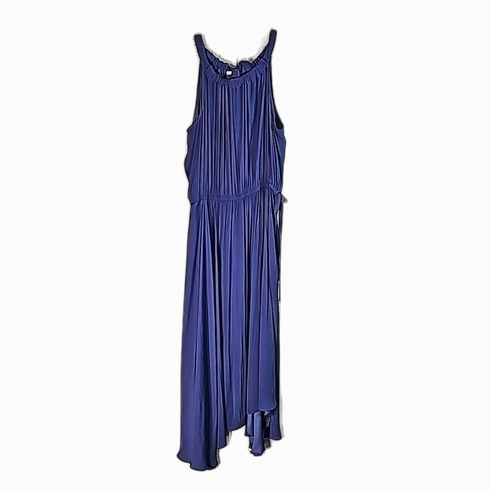 Maxi Dress by Chico's Flowy Blue Gathered tie top Size 2 Medium